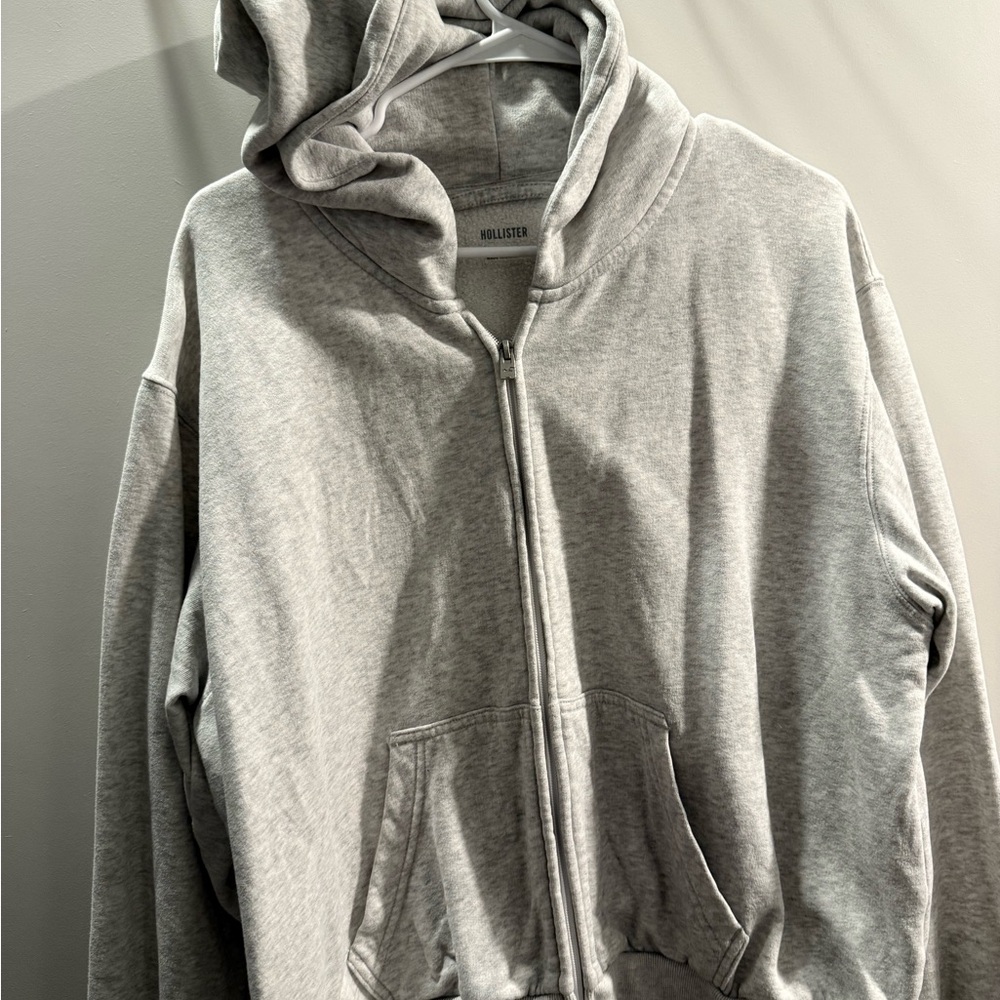 Hollister Women's Gray Zip-Up Hoodie